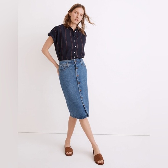 Madewell Denim High-Waist Midi Skirt in Holton Wash: Western Edition - Picture 1 of 10